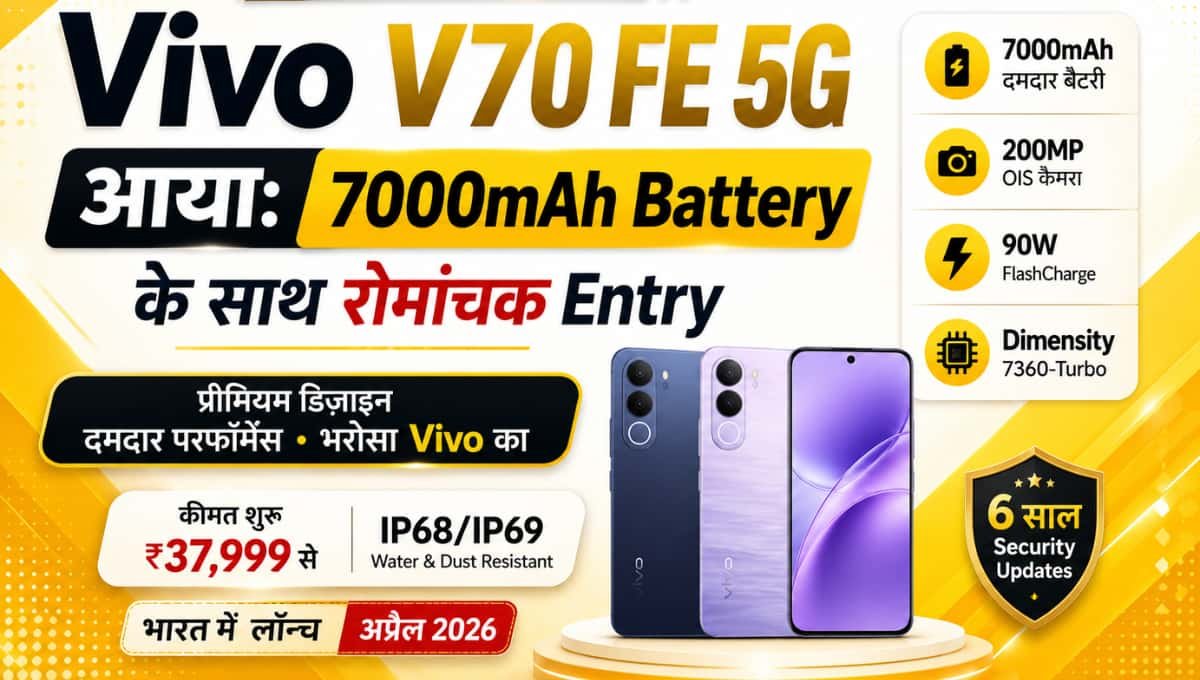 Vivo V70 FE 5G आया: 7000mAh Battery के साथ रोमांचक Entry